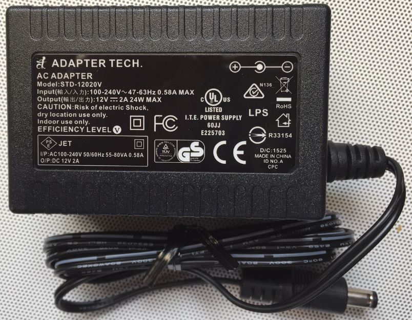 *Brand NEW*DC12V 2A AC ADAPTER ADAPTER TECH STD-12020V POWER SUPPLY